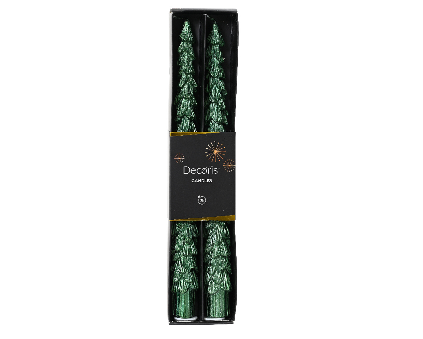 Candela Conica Abete 26cm 2pz Verde Pino Lucido