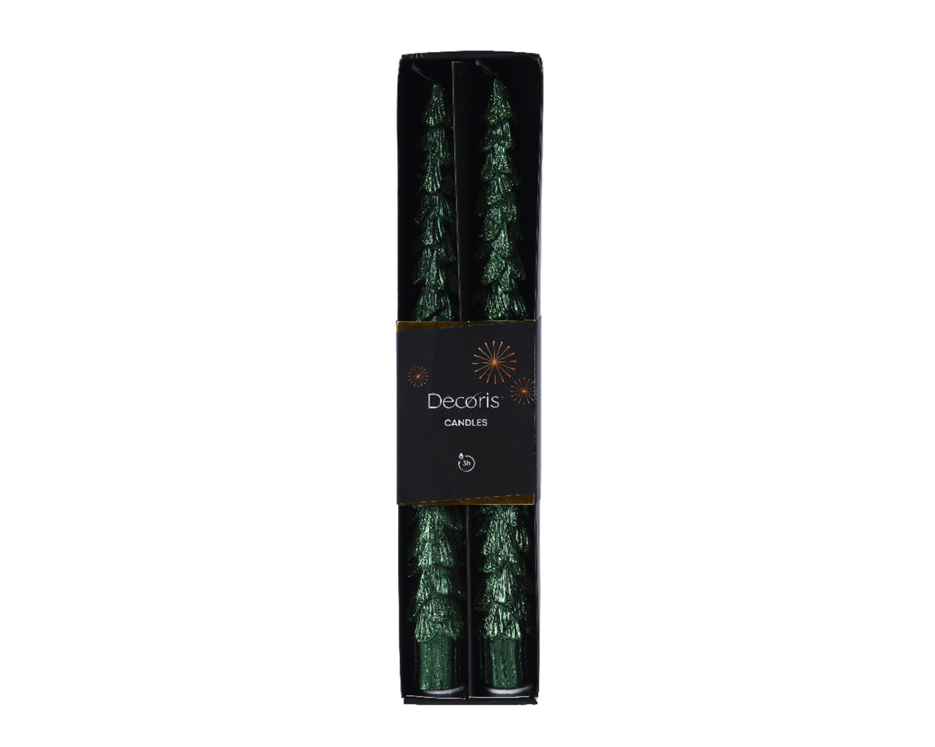 Candela Conica Abete 26cm 2pz Verde Pino Lucido — immagine 2