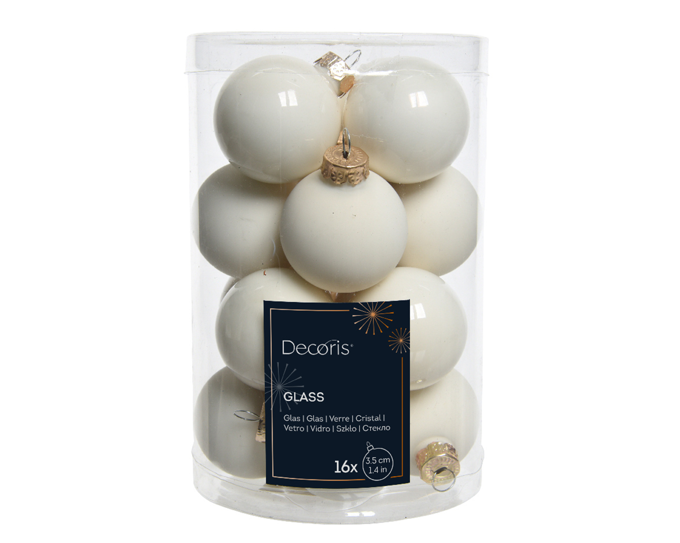 Sfera Vetro D3,5cm 16pz Mix Lucido E Opaco Wool White