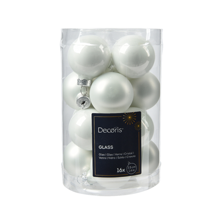 Sfera Vetro D3,5cm 16pz Mix Lucido E Opaco Winter White