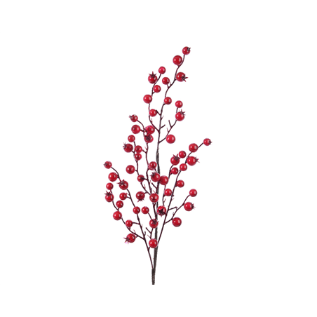 Ramo Con Bacche Rosse Lucide H60cm