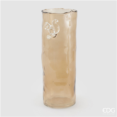 Vaso Vetro Cilindro Scoiattolo H27cm D10cm Brown
