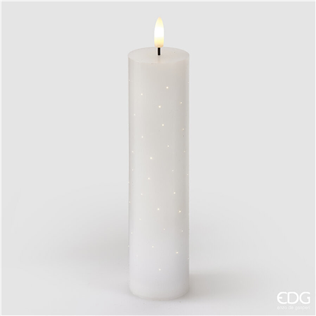 Candela Led Starry Slim H20cm D5cm Ivory-A Batteria Con Telecomando