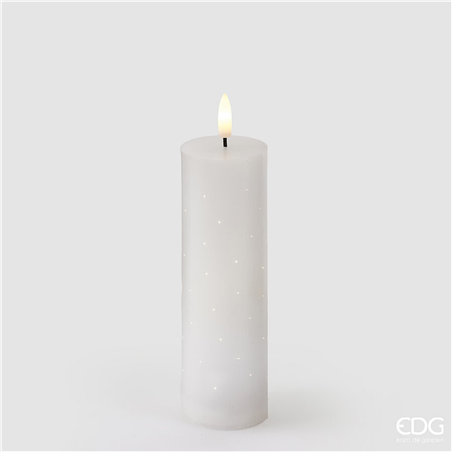 Candela Led Starry Slim H16cm D5cm Ivory-A Batteria Con Telecomando