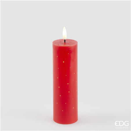 Candela Led Starry Slim H16cm D5cm Red -A Batteria Con Telecomando