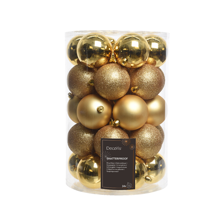 Sfera D8cm Pvc Mix Opaca Lucida Glitter 34pz Light Gold