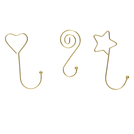 Gancio Per Sfera Cuore Stella Spirale 12pz Gold