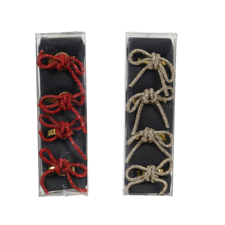 Portatovagliolo Fiocco Strass D6.5cm 4pz Red/gold