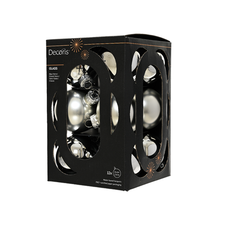 Sfera Vetro D6cm 12pz Mix Argento Opaco E Lucido