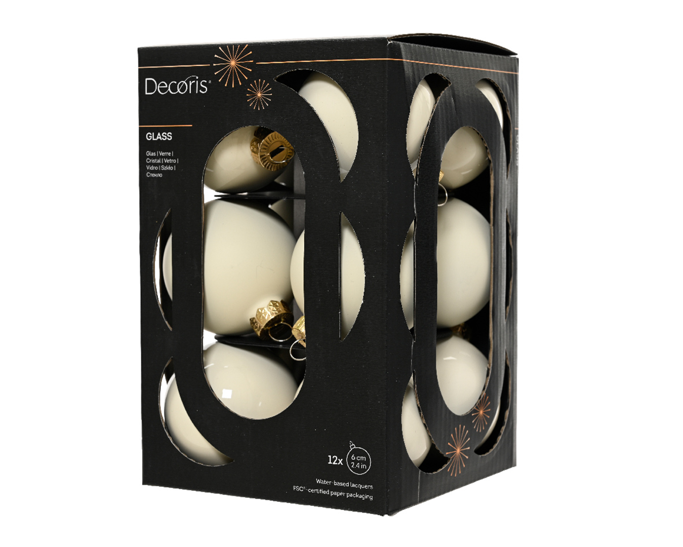 Sfera Vetro D6cm 12pz Mix Wool White Opaco E Lucido