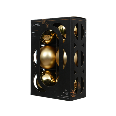 Sfera Vetro D8cm 6pz Mix Oro Chiaro Opaco E Lucido