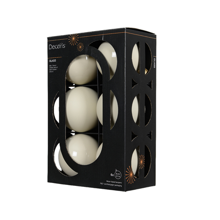 Sfera Vetro D8cm 6pz Mix Wool White Opaco E Lucido