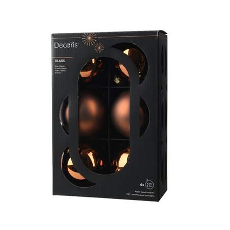 Sfera Vetro D8cm 6pz Mix Espresso Opaco E Lucido