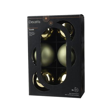 Sfera Vetro D8cm 6pz Mix Rosemary Green Opaco E Lucido