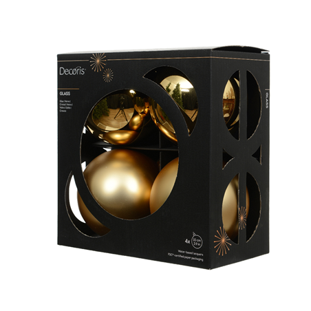 Sfera Vetro D10cm 4pz Mix Oro Chiaro Opaco E Lucido