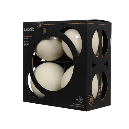 Sfera Vetro D10cm 4pz Mix Wool White Opaco E Lucido