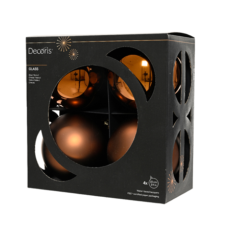 Sfera Vetro D10cm 4pz Mix Espresso Opaco E Lucido