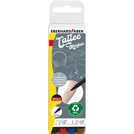 Bustina Tattoo Marker Pezzi 4 + Stencil One Line