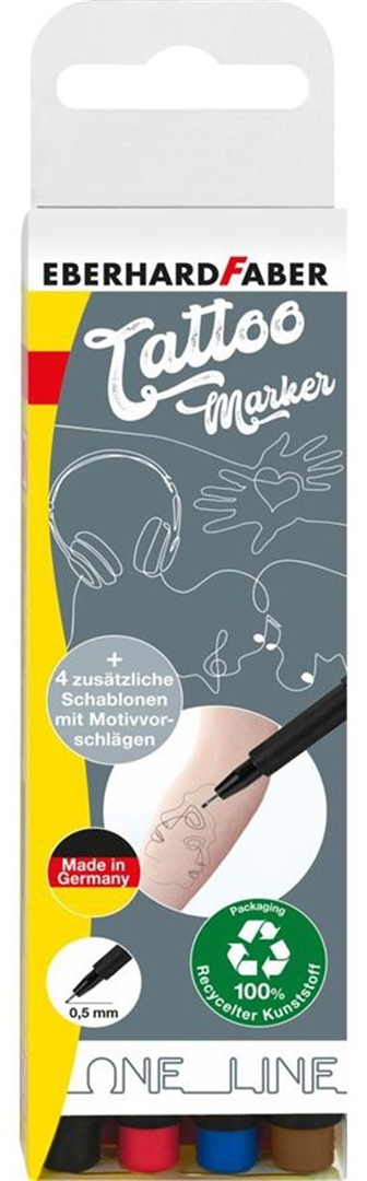 Bustina Tattoo Marker Pezzi 4 + Stencil One Line
