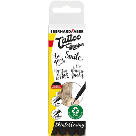 Bustina Tattoo Marker Pezzi 4 + Stencil Skin Lettering