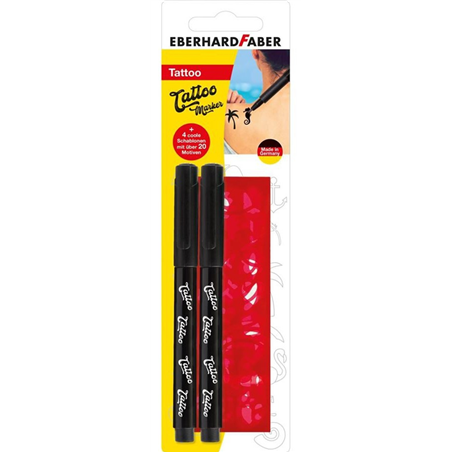 Blister Con 2 Tatto Marker Neri + Stencil