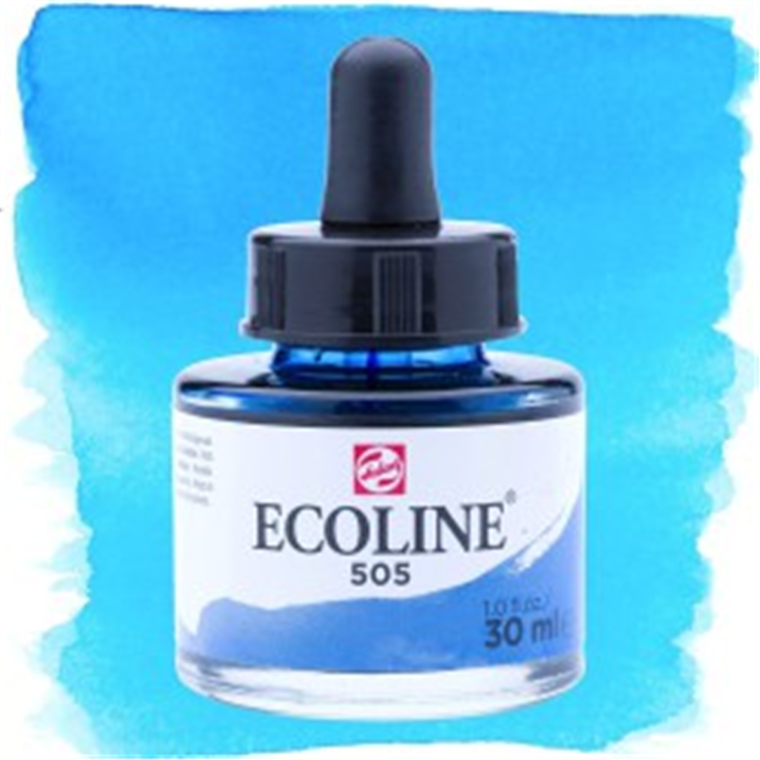 ECOLINE Talens acquerello liquido Oltremare chiaro (505) Flacone in vetro da 30 ml — immagine 2