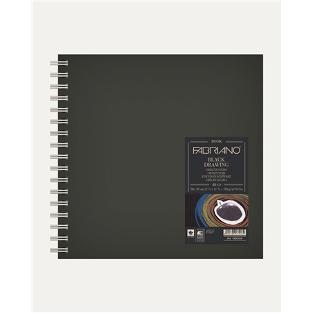 Blocco  Black Drawing Book Spirale Quadrato 30x30 Cm 190 Gr 40 Fogli Murillo Nero