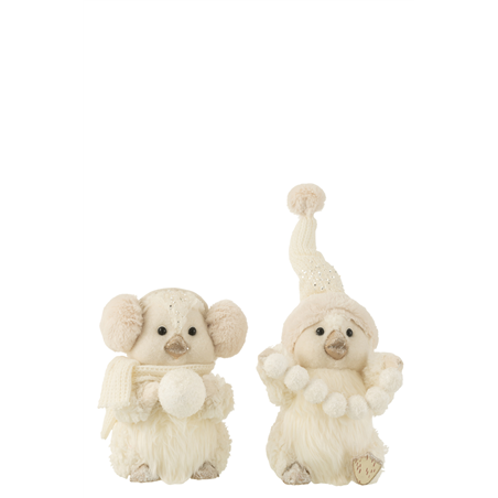 Ornamento Pinguino Tessuto Neve Ecru H15.5cm