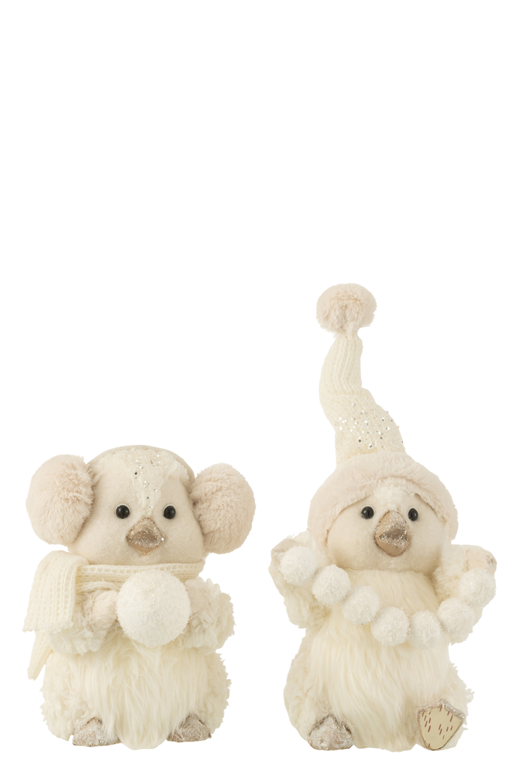 Ornamento Pinguino Tessuto Neve Ecru H15.5cm