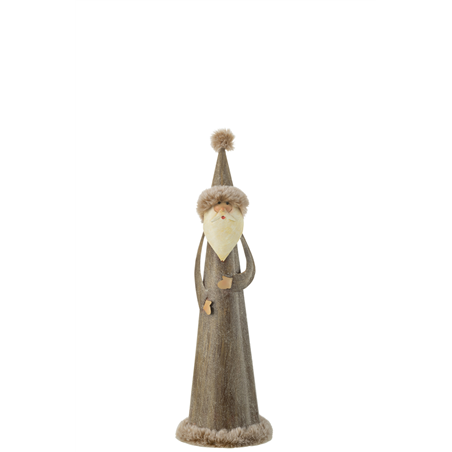Babbo Natale Metallo Pelliccia Grigio H36cm
