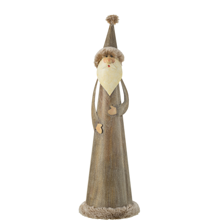 Babbo Natale Metallo Pelliccia Grigio H48cm