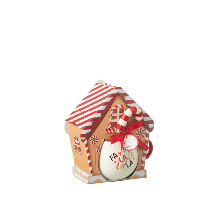 Tazza Mug Con Cucchiaino Candycane Ceramica Bianco Rosso