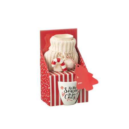 Tazza Mug E Borsa Dell'Acqua Calda Ceramica Bianco Rosso