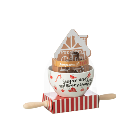 Tazza Mug Con Mattarello Gingerbread Bianco Rosso