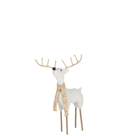 Renna Decorativa Poli Conn Sciarpa 57cm Bianco Oro