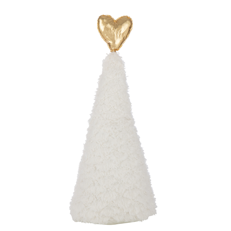 Albero Di Natale Peluche Cuore H79cm Bianco Oro