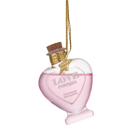Ornamento Vetro Bottiglia Pozione Amore 11cm Pink