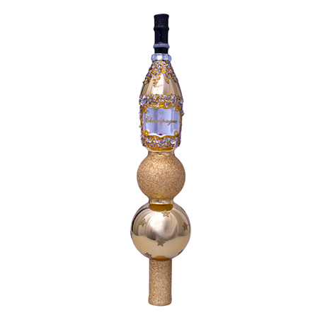 Puntale Vetro Bottiglia Champagne H26cm Gold