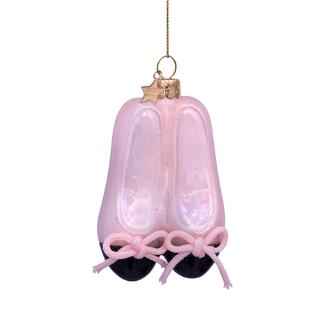 Ornamento Vetro Scarpe Ballerine H8.5cm Pink Black