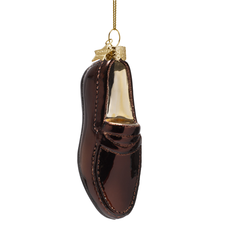Ornamento Vetro  Scarpa Mocassino H12cm Brown