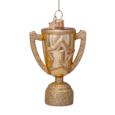 Ornamento Vetro Coppa Dei Campioni H9cm Gold