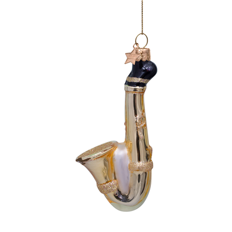 Ornamento Vetro Sassofono H7cm Gold