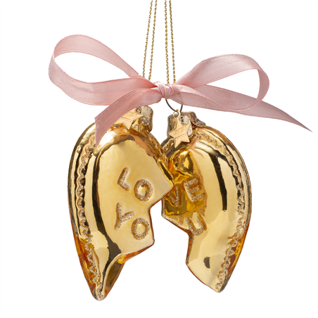 Ornamento Vetro Cuore Love You H8.5cm Gold