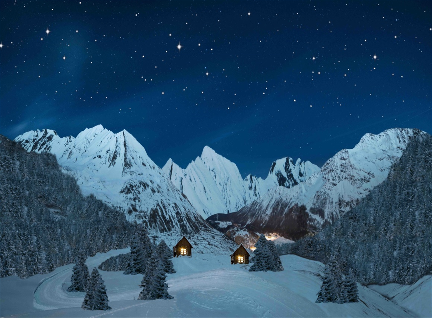 Poster Canvas Illuminato Montagna 76x56cm
