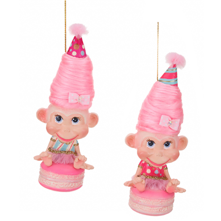 Ornamento Scimmietta Zucchero Filato 16cm 1pz. Pink