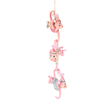 Ornamento Scimmiette Del Circo Impilate Pink