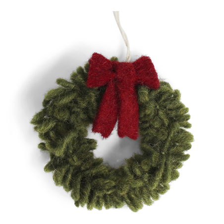 Ornamento Mini Corona Lana Verde 7cm