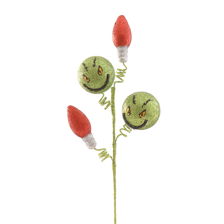 Ramo Palline E Lampadine Grinch H65cm Red Green