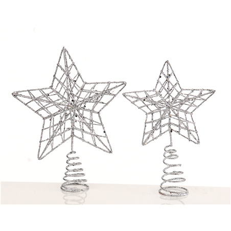 Stella Di Natale Glitterata Con Luci Calde – 25x30 Cm, 20 LED, 2,3 M Di Cavo, Alimentazione A Batterie AA, Per Albero E Decorazioni