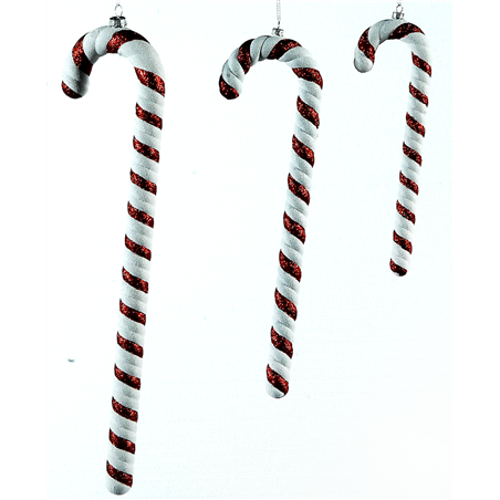 Ornamento 1pz. Candycane Pvc Red White 25cm